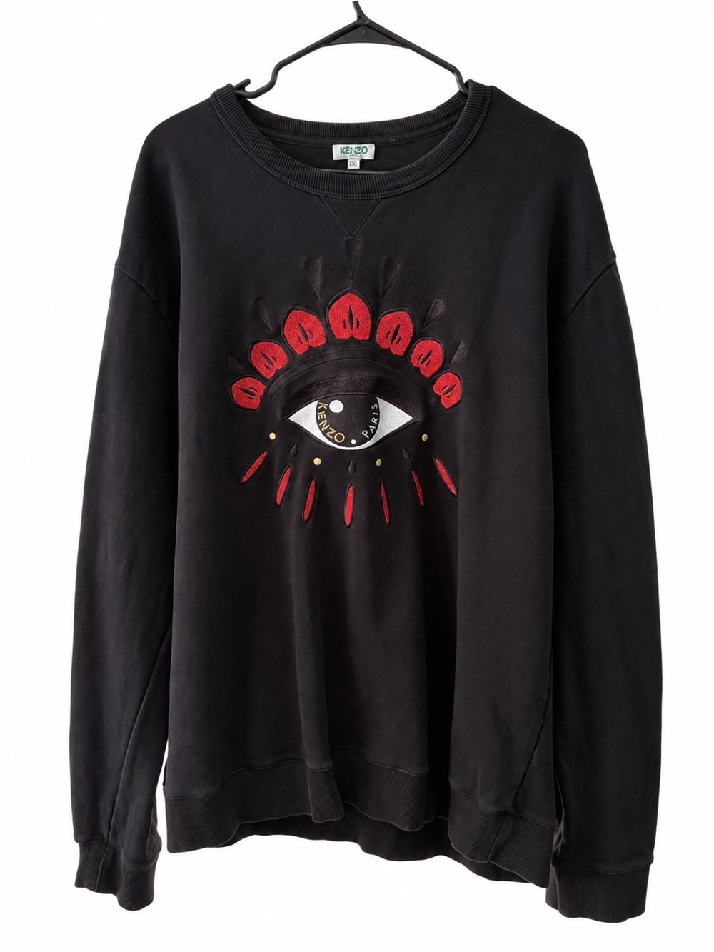 KENZO Paris Big Eye Embroidered Black Sweatshirt – XL